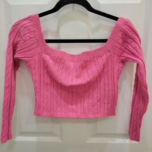 H&M Barbiecore Off The Shoulder Sweater/Mini Skirt Set